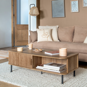 Table basse 2 portes "Colva" - naturel - bois