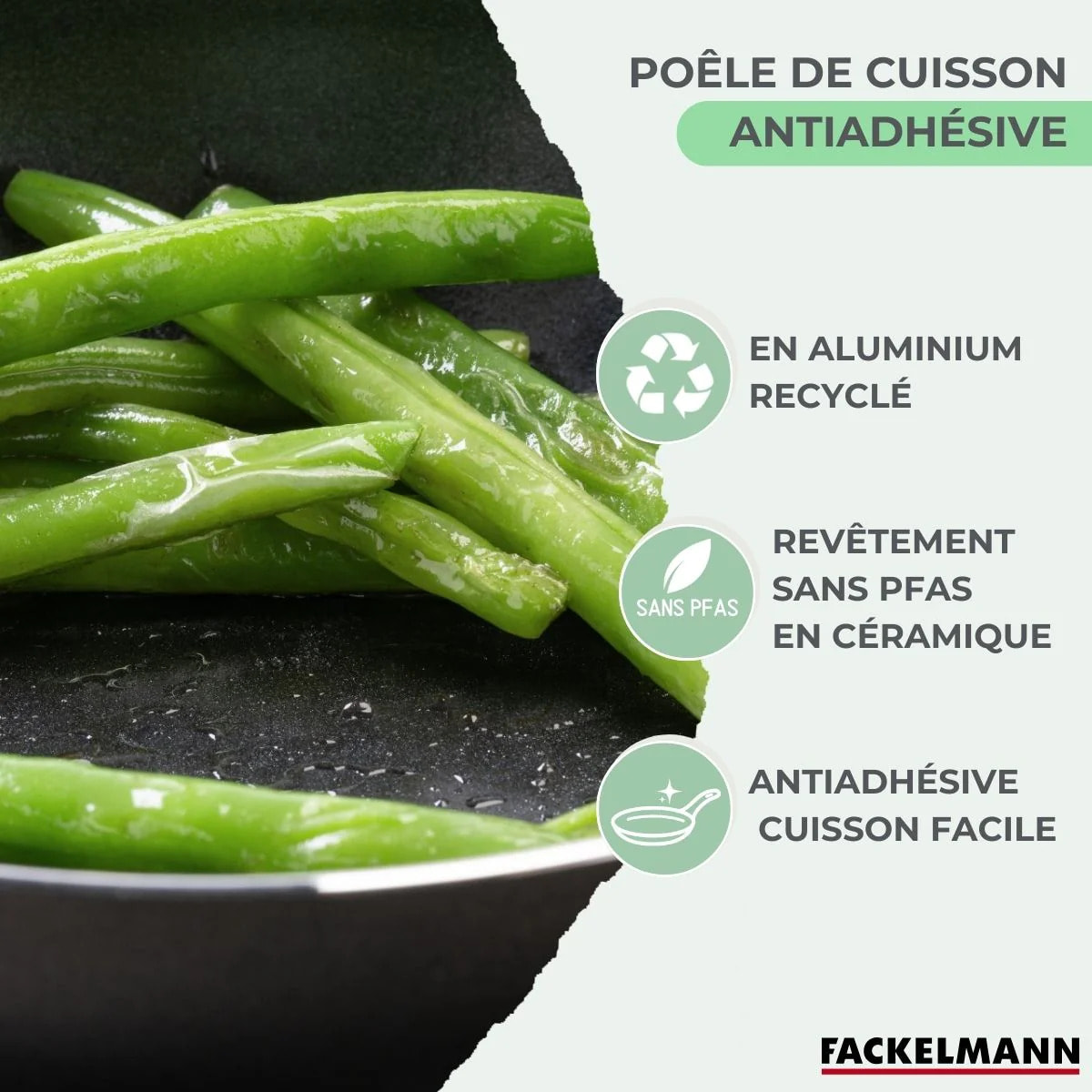 Set poêle antiadhésive céramique 16 cm et 6 ustensiles Fackelmann Brandao