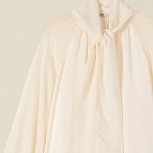 Oltre - Camisa de viscosa con lazo - Blanco