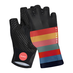Guantes cortos de ciclismo unisex BLUEBALL Pavé Grip - Negro con arcoíris ancho