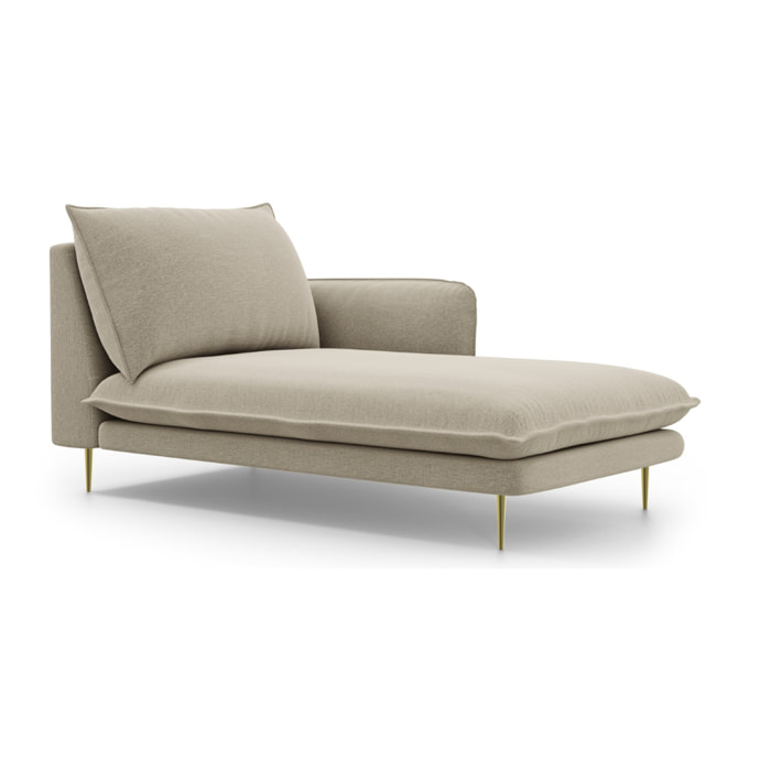 Méridienne droite "Vienna" en tissu structurel beige