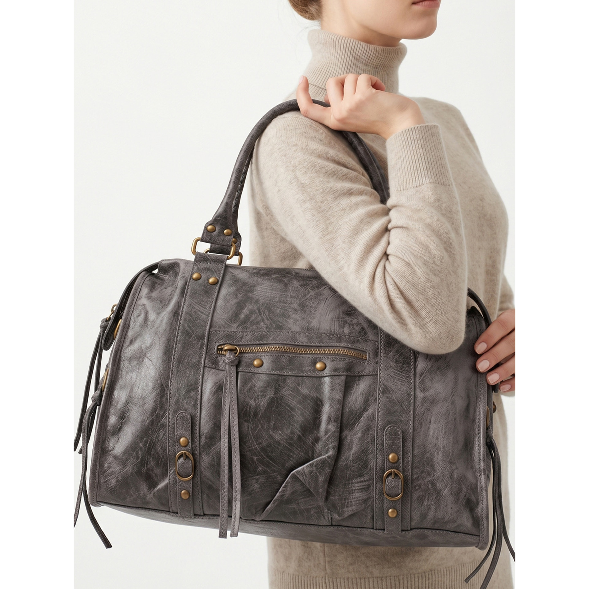 Borsa a spalla da donna - Modello Clara - Vera pelle - 41.0 x 28.0 x 13.0 cm
