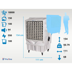 Climatizador evaporativo de gran caudal y depósito de 100L RAFY 300 PURLINE