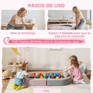Sofá Infantil Convertible, Sofá para Niños con Cojín de Corona, Plegable en Cama y Zona de Juego, Tapizado de Terciopelo Suave, para Niños 18-36 Meses, Rosa y Azul Grisáceo