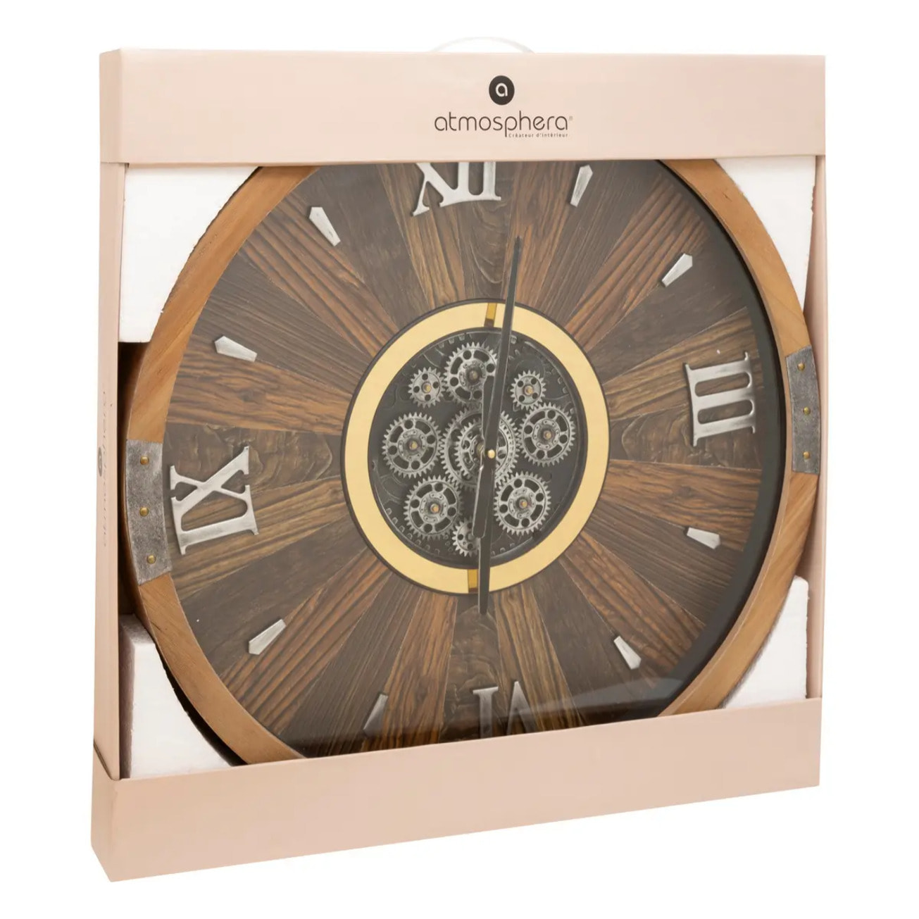 Horloge "Keane" marron D63,5cm