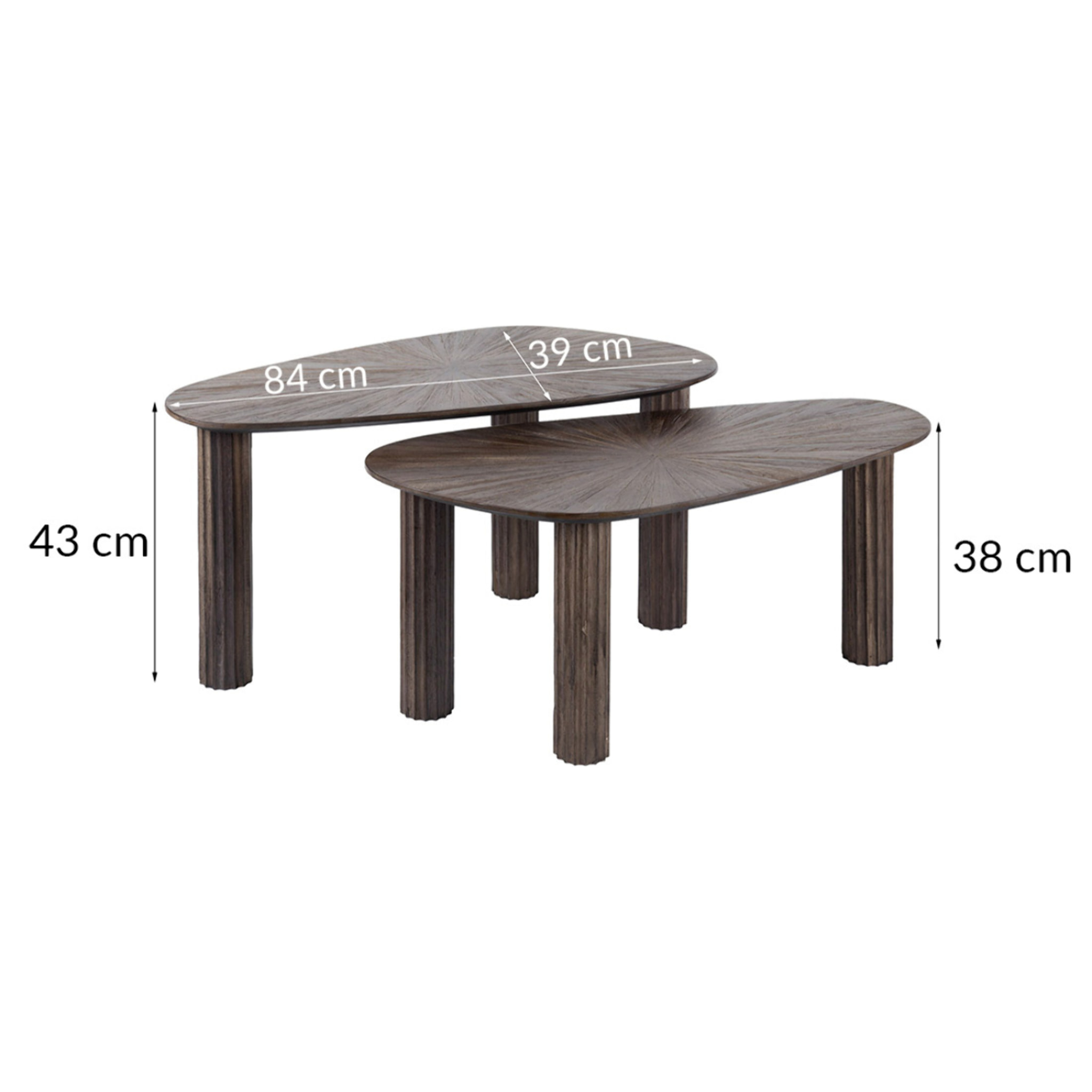 Tania - lot de 2 tables basses gigognes en teck massif - 84 cm - Bois