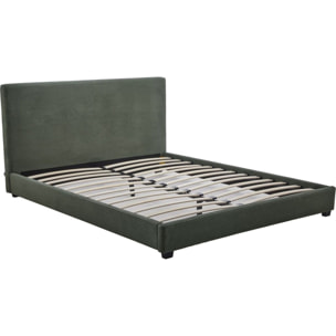 Lit avec tête de lit en velours côtelé - WILLIAM