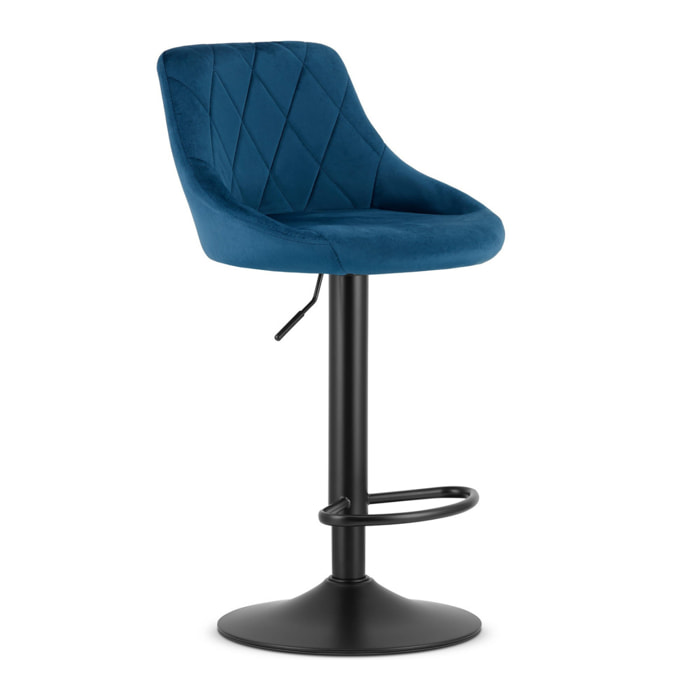 Set di 2 sgabelli bar Kast in velluto blu e base nera