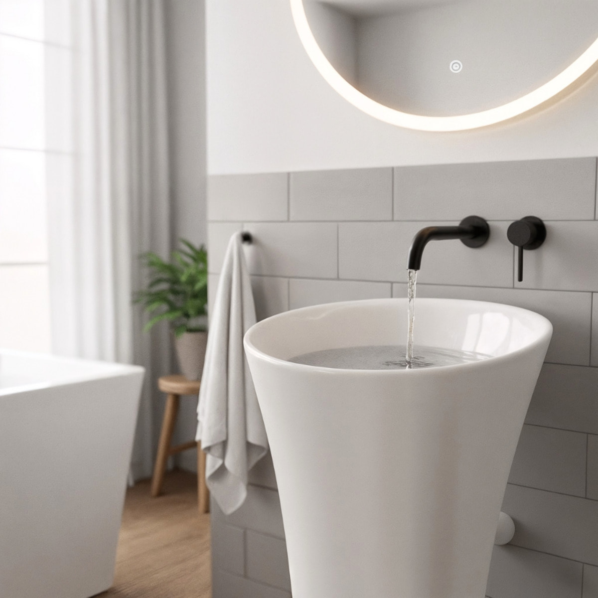 Vasque à poser en îlot SAT Fusion, 95 x 42,5 x 42,5 cm, 37 kg, en céramique blanche brillante (SATFUS9543)