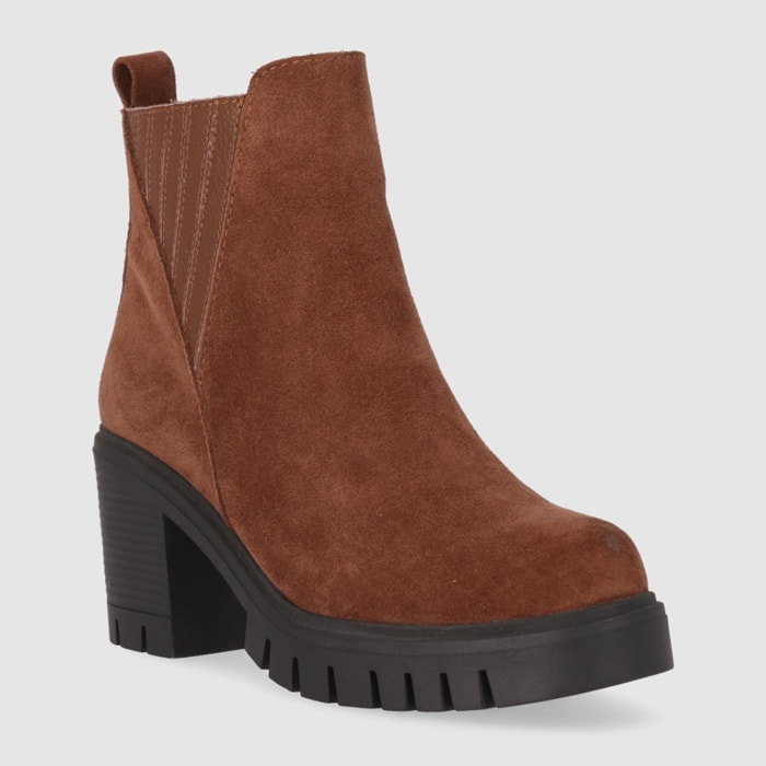 Botines de Piel - Marron - Tacón: 5 cm