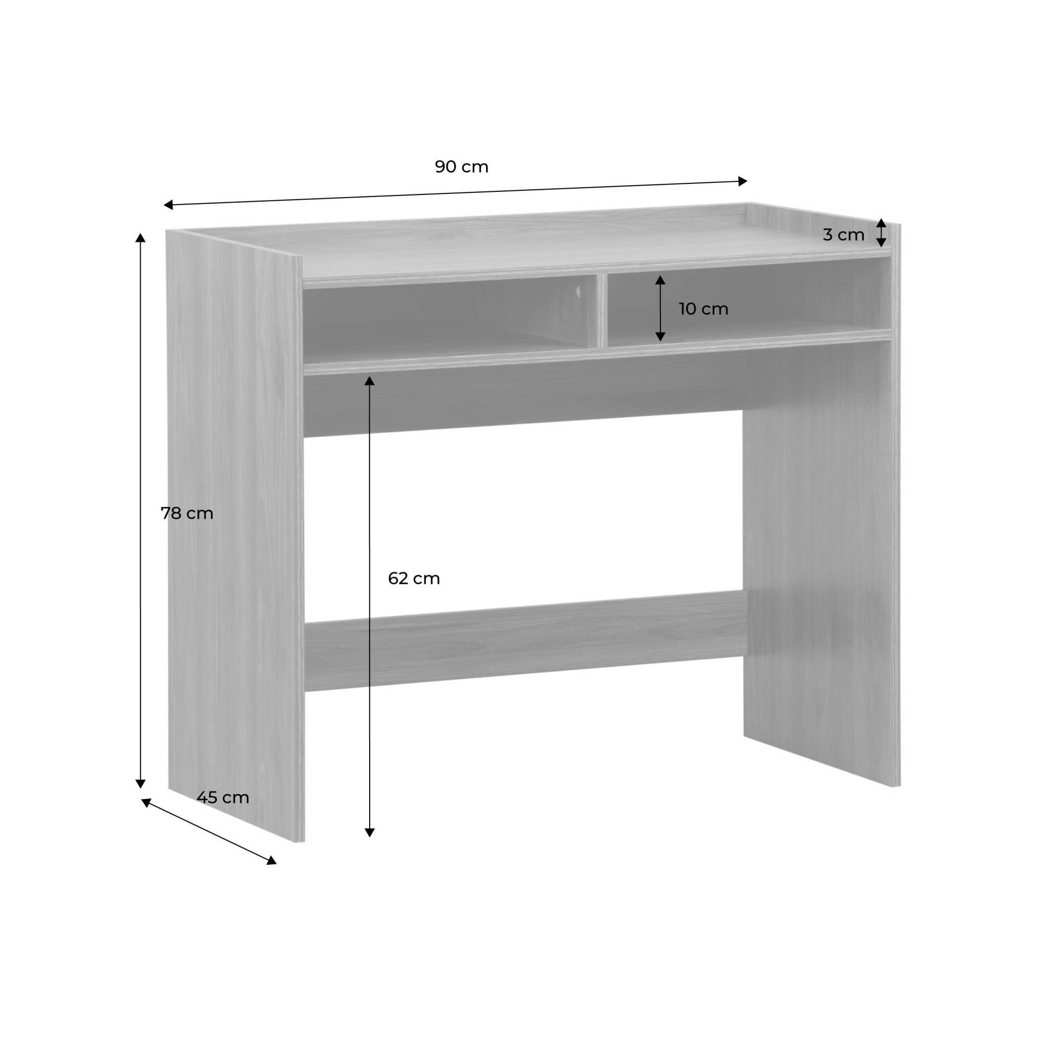 Bureau décor bois 2 casiers de rangement noyer - L 90 x P 45 x H 78 cm - Jules