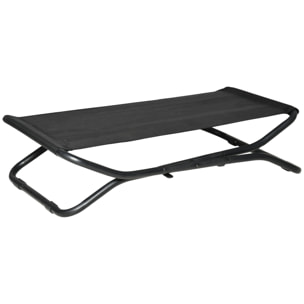 Cama Elevada Plegable Cama para Mascotas Pequeños Medianos de Malla Transpirable Acero 92x56,5x19,5 cm Negro