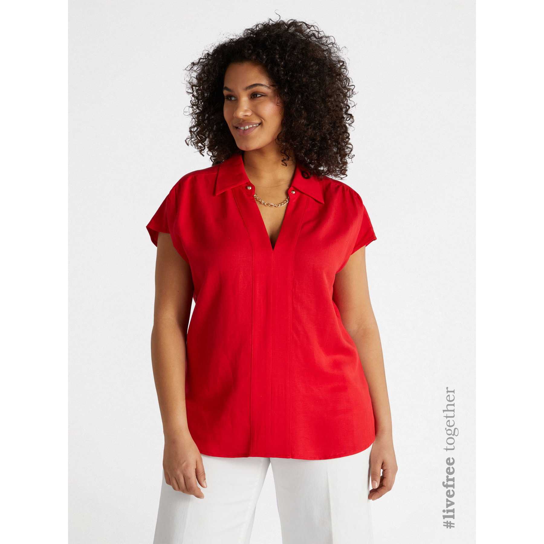 Fiorella Rubino - Blusa con catena con fibre in TENCEL™​ - Rosso