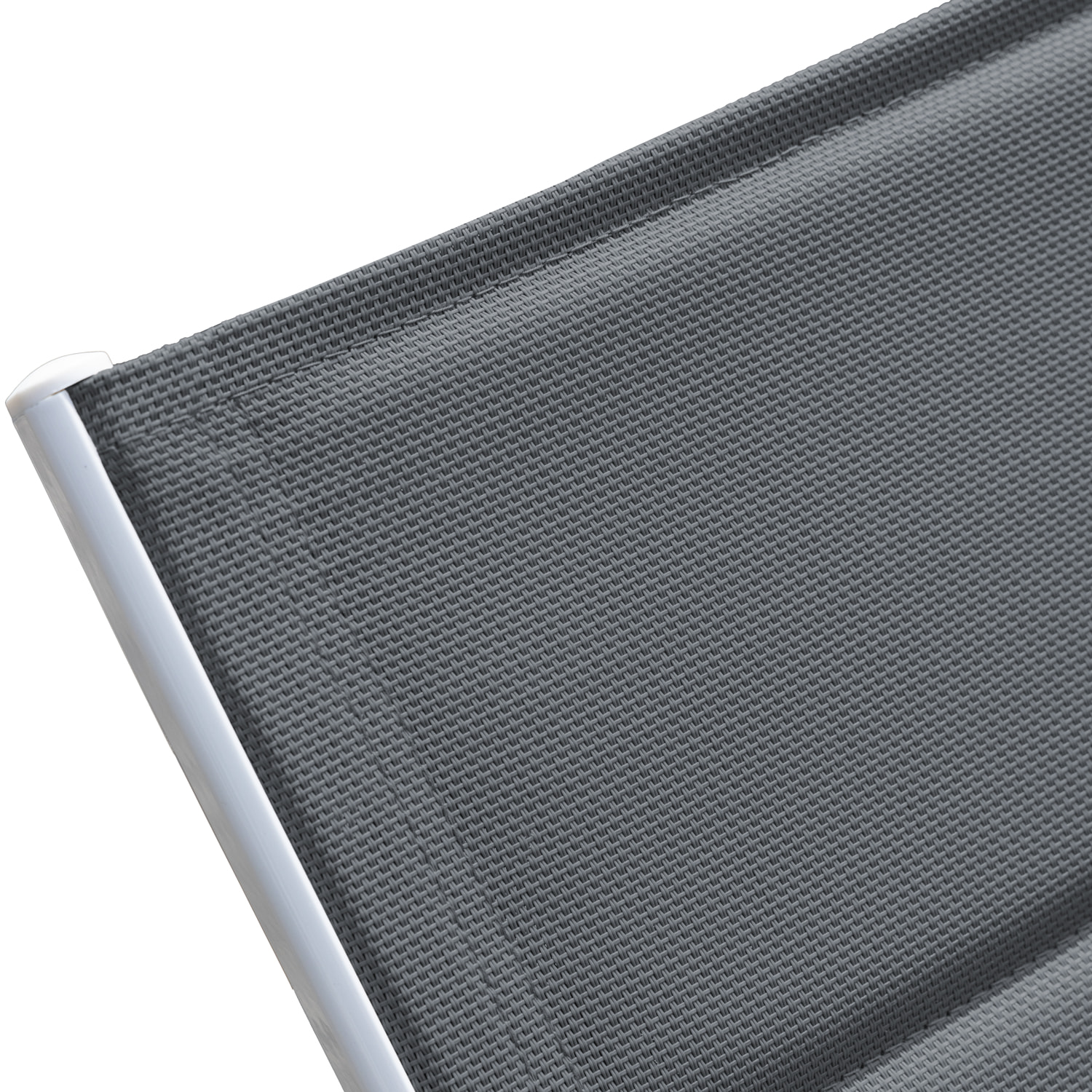 Set bain de soleil et table d'appoint BARBADOS en textilène gris - aluminium blanc