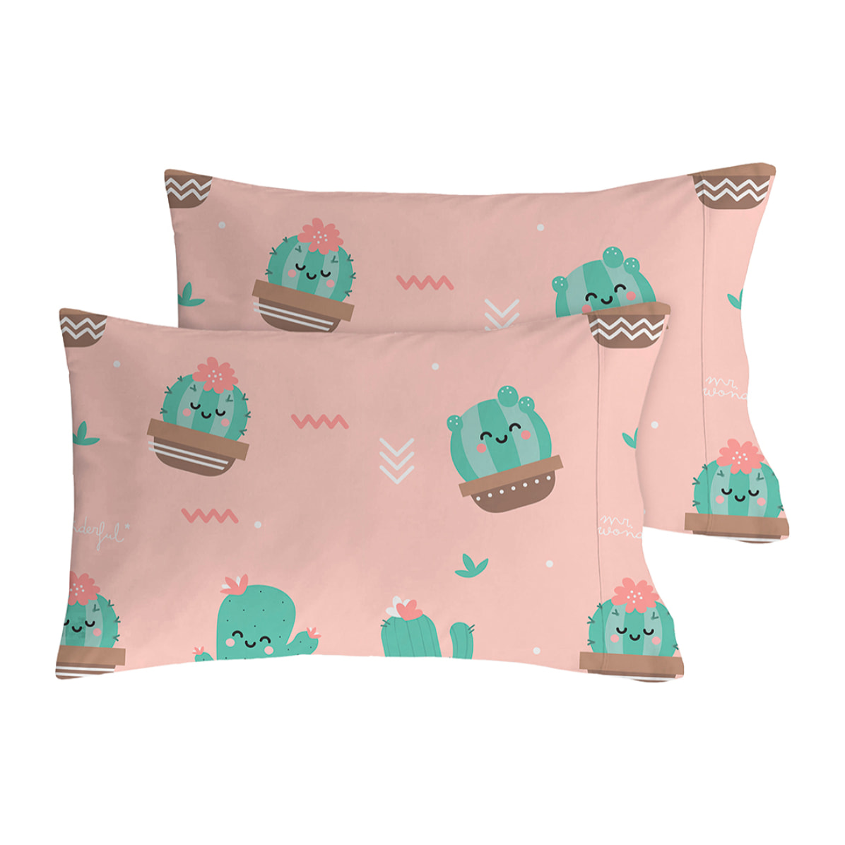 2 Fundas de almohada Mr.Wonderful Cactus 50x80 cm - 100% algodón -