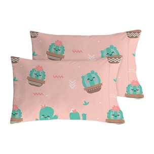 2 Fundas de almohada Mr.Wonderful Cactus 50x80 cm - 100% algodón -