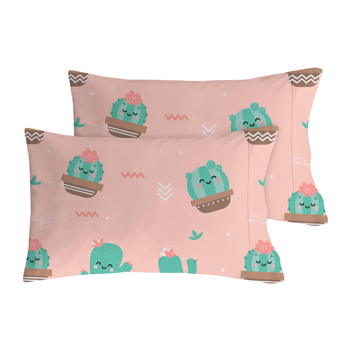 2 Fundas de almohada Mr.Wonderful Cactus 50x80 cm - 100% algodón -