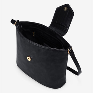 Bolso bandolera negro con solapa