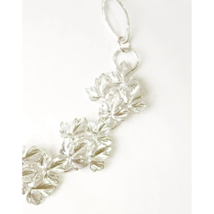 Cinturón cadena plata chapado hojas plata ajustable