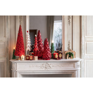 J-Line arbres avec étoiles - fer - blanc/rouge Noël - small - assortiment de 2