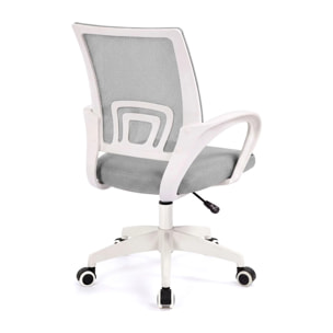 Silla de escritorio con respaldo transpirable en blanco y gris 84-94 cm Nika Blanco - Gris