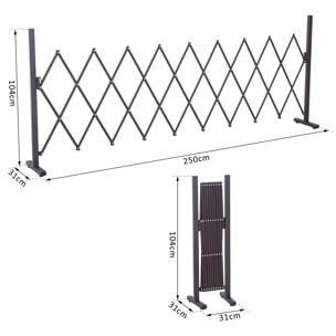 Barrière extensible rétractable barrière de sécurité 250L x 31l x 104H cm alu métal chocolat