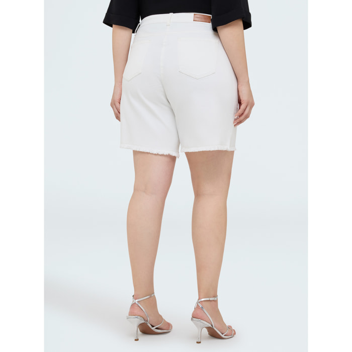 Fiorella Rubino - Shorts in misto cotone con borchie - Bianco