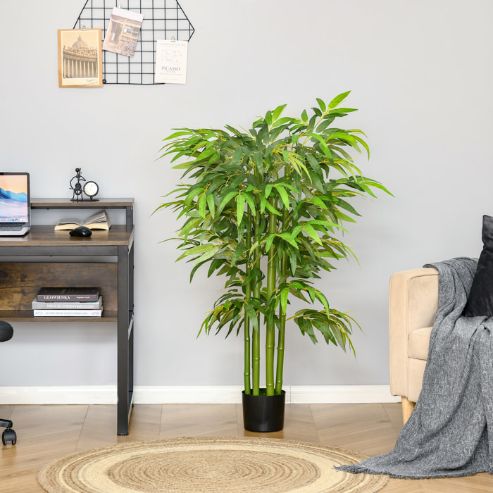 Bambú Artificial 140 cm con Maceta y Cañas Realistas árbol Sintético Interior para Decoración de Hogar Oficina Exterior Verde