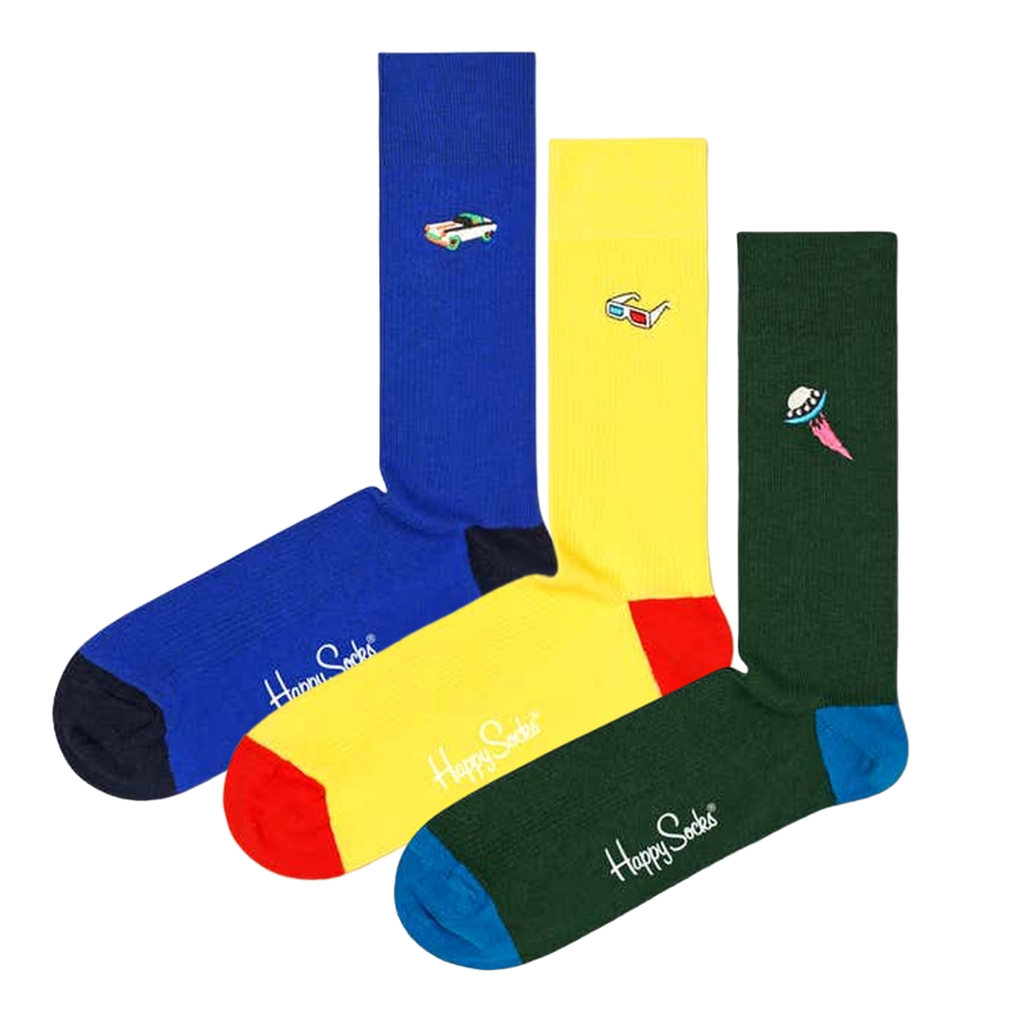 Pack de 3 calcetines verde amarillo y azul 36-40