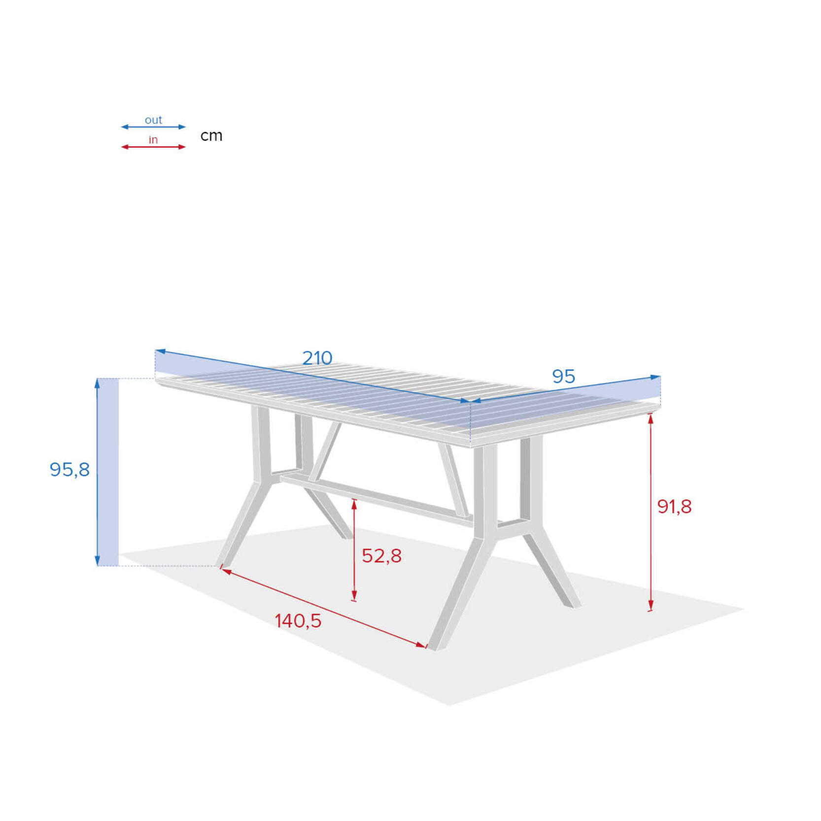 Table haute de jardin rectangulaire Papouasie Acacia