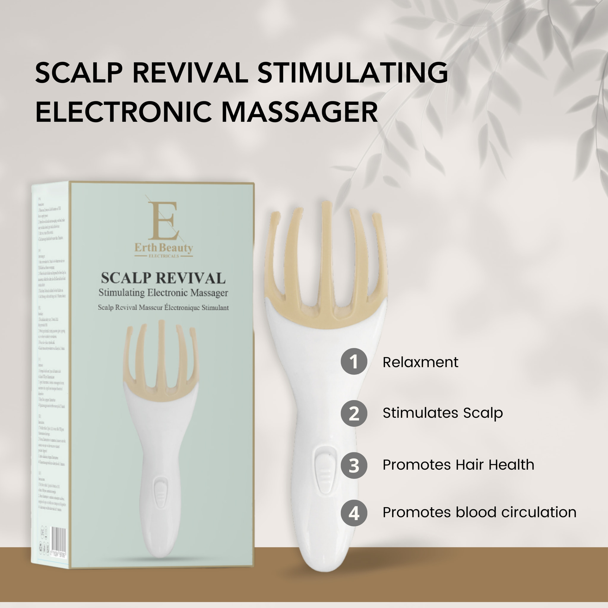 Masajeador electrónico del cuero cabelludo para estimulación.