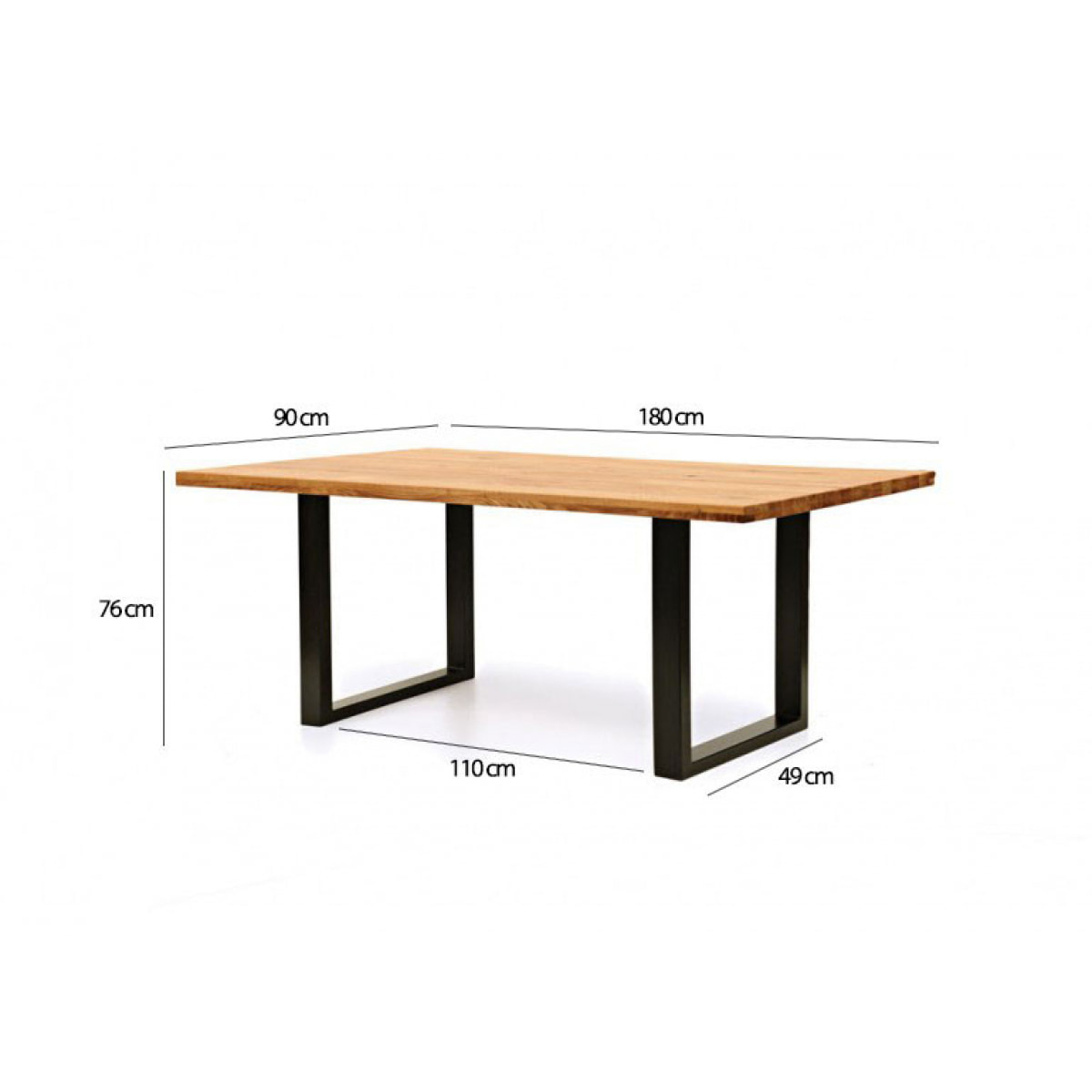 Table de repas en chêne massif avec piètement métal L180cm - QUÉBEC