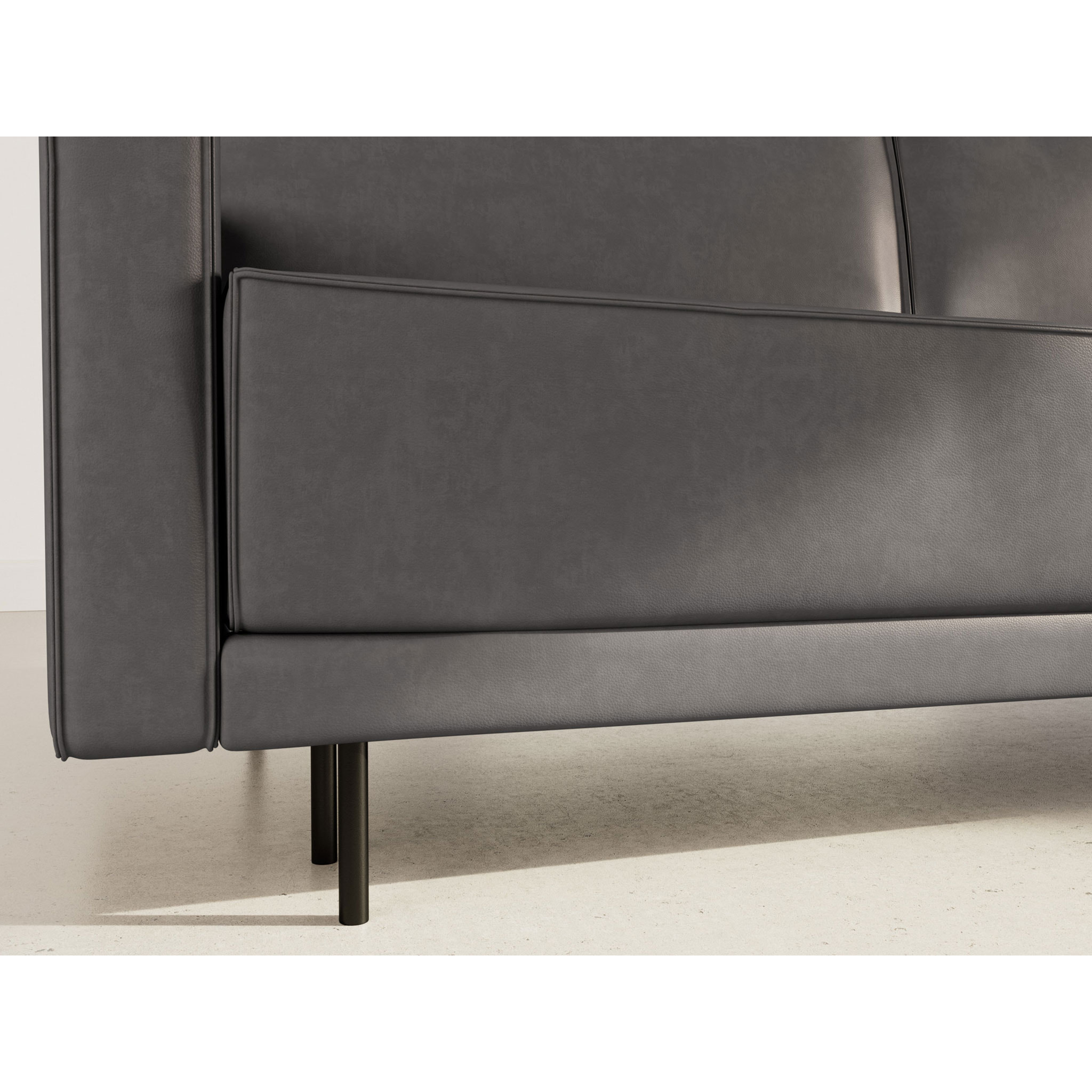 Charlie - Canapé droit 3 places convertible avec coffre en simili - Gris