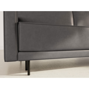 Charlie - Canapé droit 3 places convertible avec coffre en simili - Gris