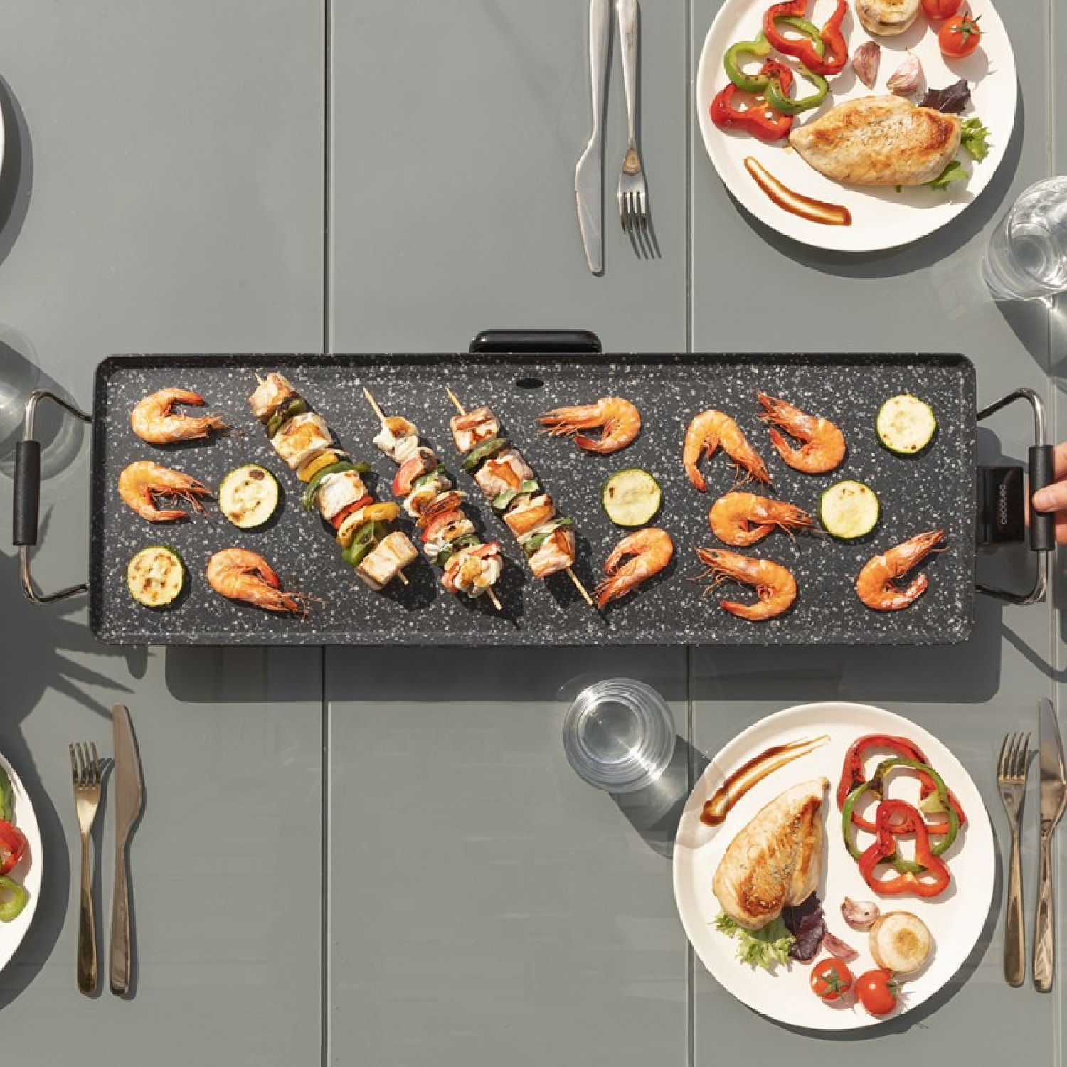 Plancha de Asar Eléctrica Tasty&Grill 3000 RockWater XL. 2400 W, Gran superficie