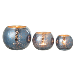 J-Line photophore Boule Craquele Effet Nacré - verre - bleu - large