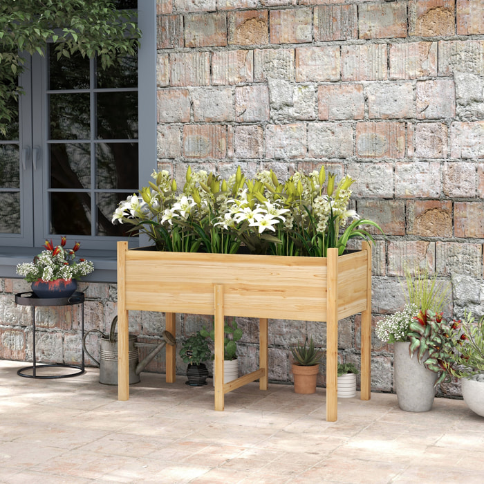 Mesa de Cultivo de Madera Huerto Urbano Elevado 115x55x80 cm Jardinera de Cultivo con Tela no Tejida para Cultivo Plantas Flores Verduras Natural