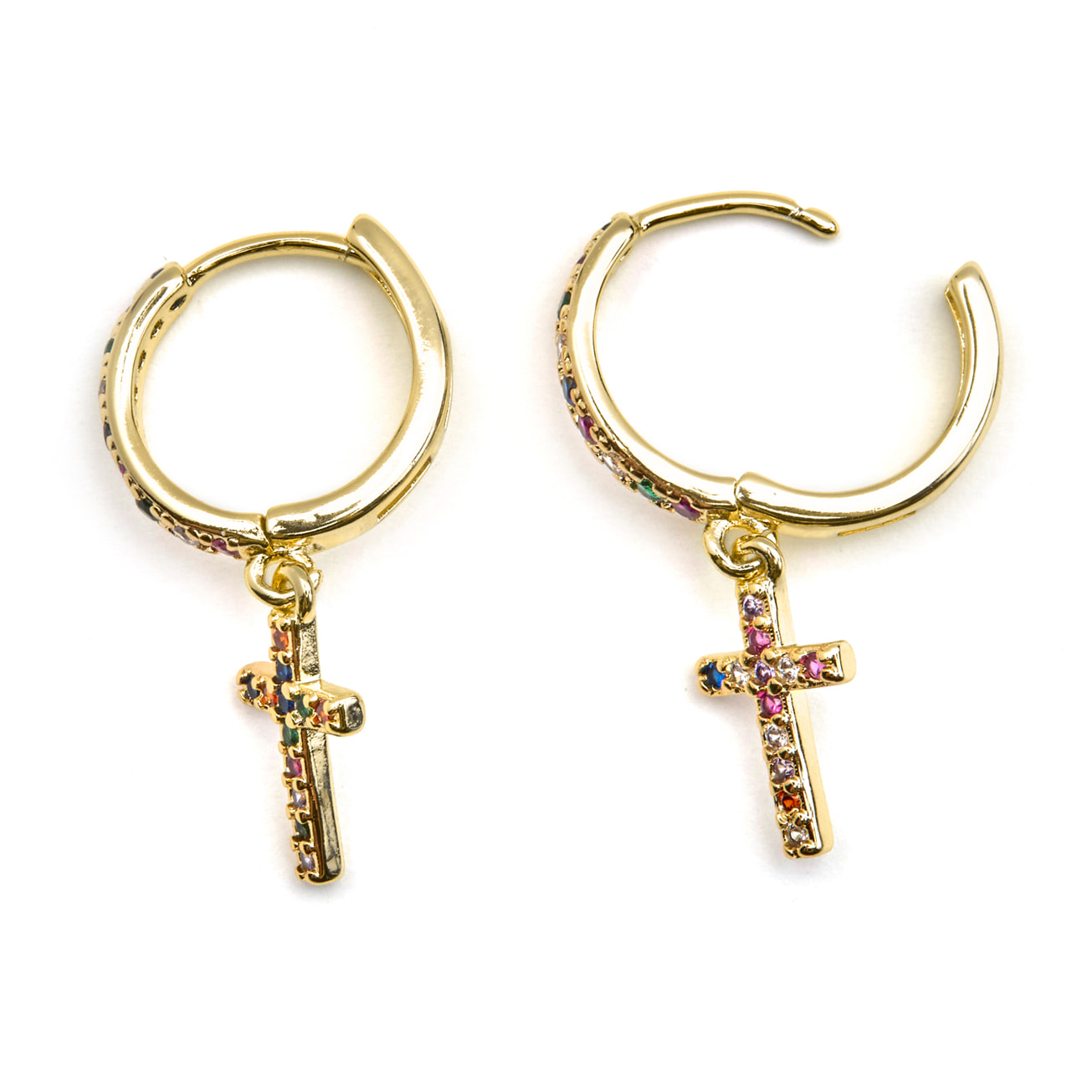 Pendientes con Circonita Multicolor acabado oro 18k