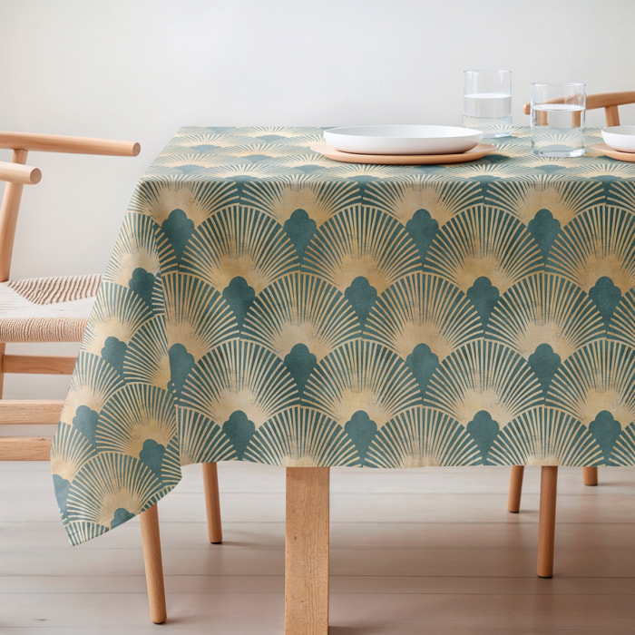 Mantel estampado antimanchas IRINA TURQUESA