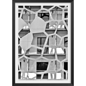 Affiche urbaine balcons sur angle Affiche + cadre en bois - Noir