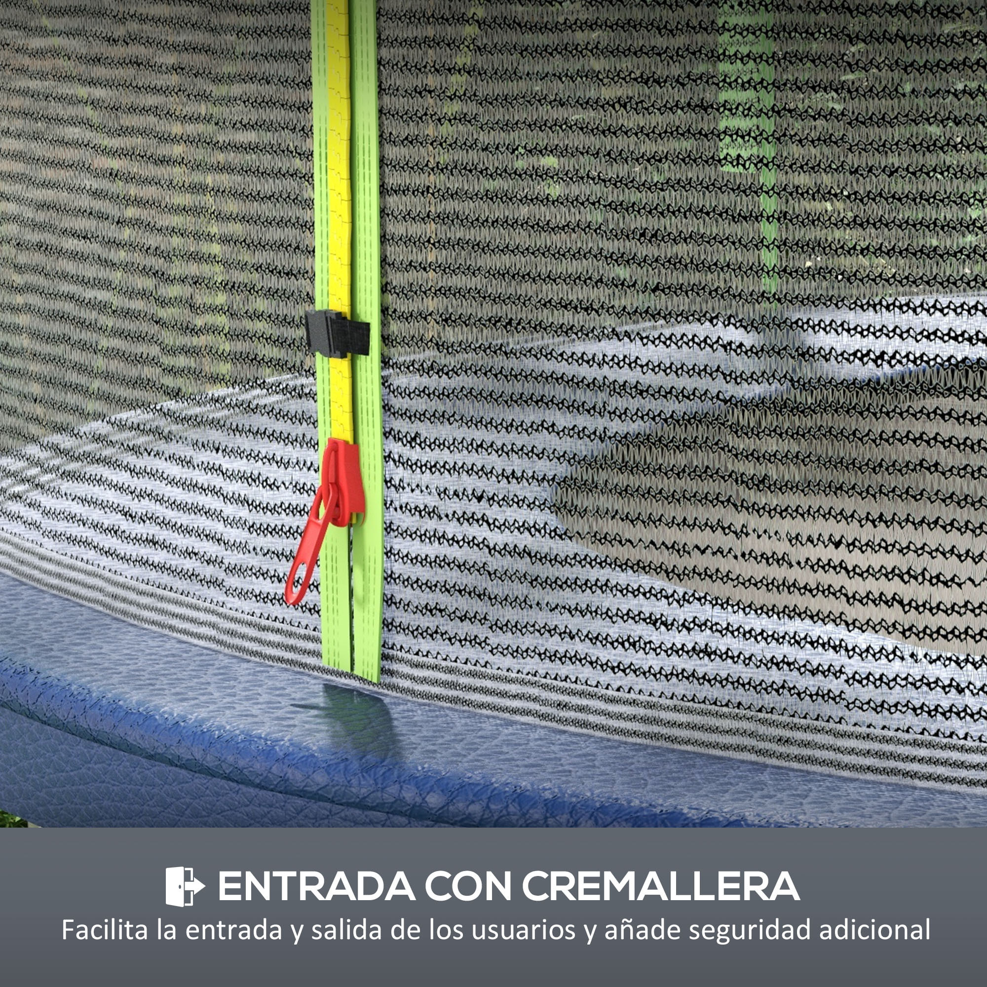 Red de Seguridad para Cama Elástica Ø305 cm Red de Trampolín Redondo para Exterior Protectora para Cama Elástica de 6 Postes Rectos Verde