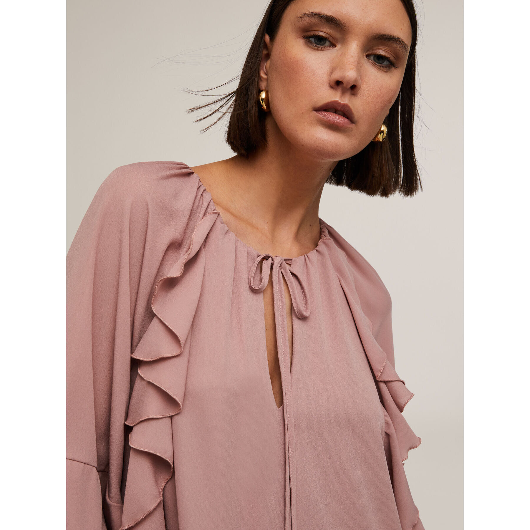 Motivi - Vestido corto con volantes - Rosa