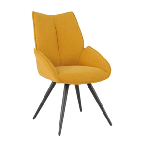 Chaise rotative 180° en tissu avec pieds évasés en métal noir - COLINE