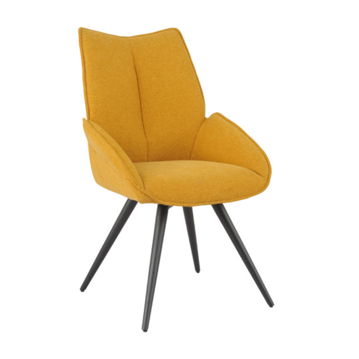 Chaise rotative 180° en tissu avec pieds évasés en métal noir - COLINE