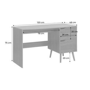 Bureau à 2 tiroirs effet bois de noyer