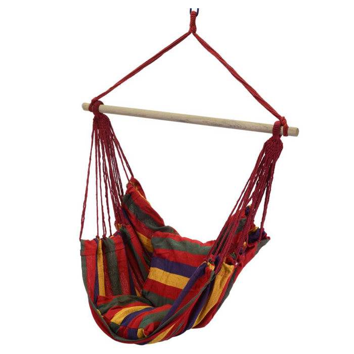 Sedia a dondolo in tessuto Vacchetti a righe rosso verde e blu cm100x130