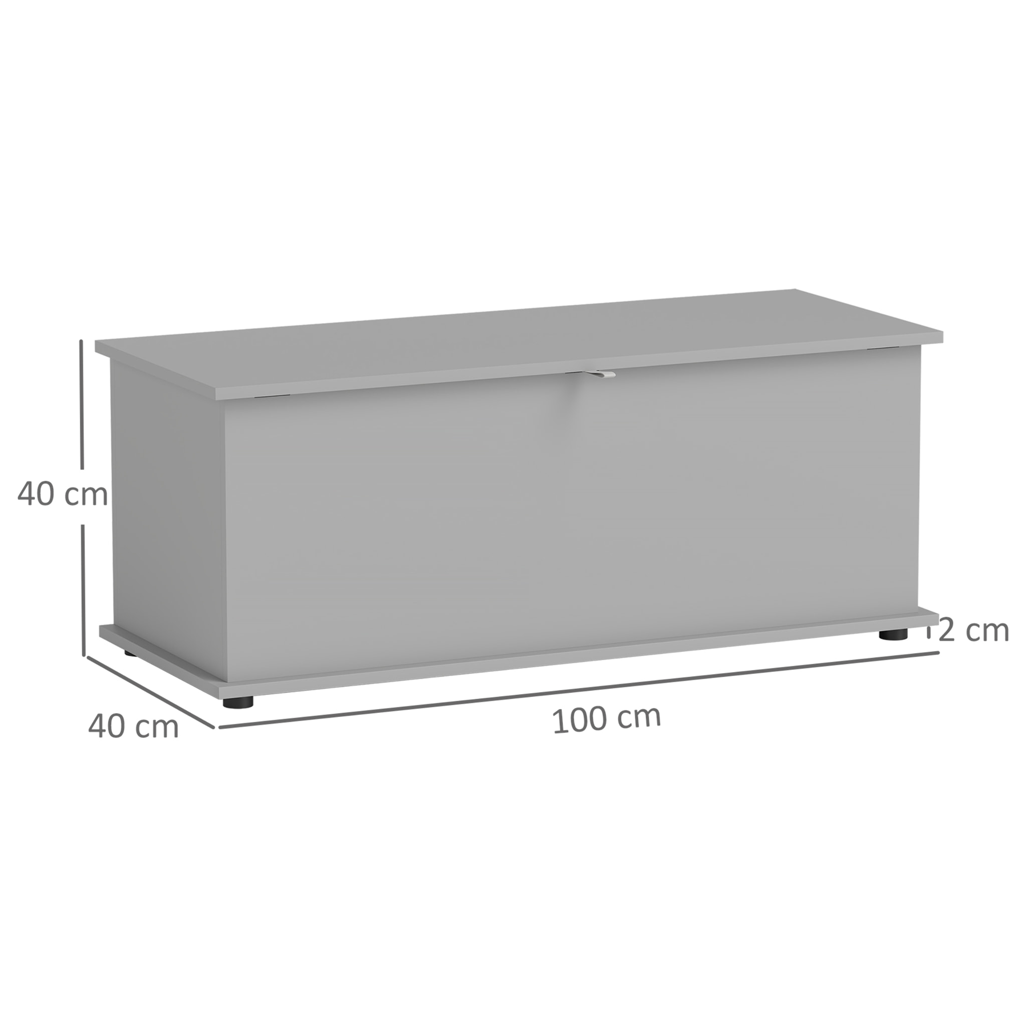 Coffre malle de rangement coffre à jouets dim. 100L x 40l x 40H cm panneaux particules gris