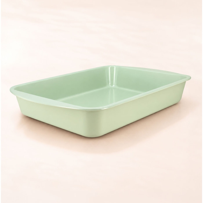 Plat à four rectangulaire en acier carbone celadon 45x30cm COLORAMA