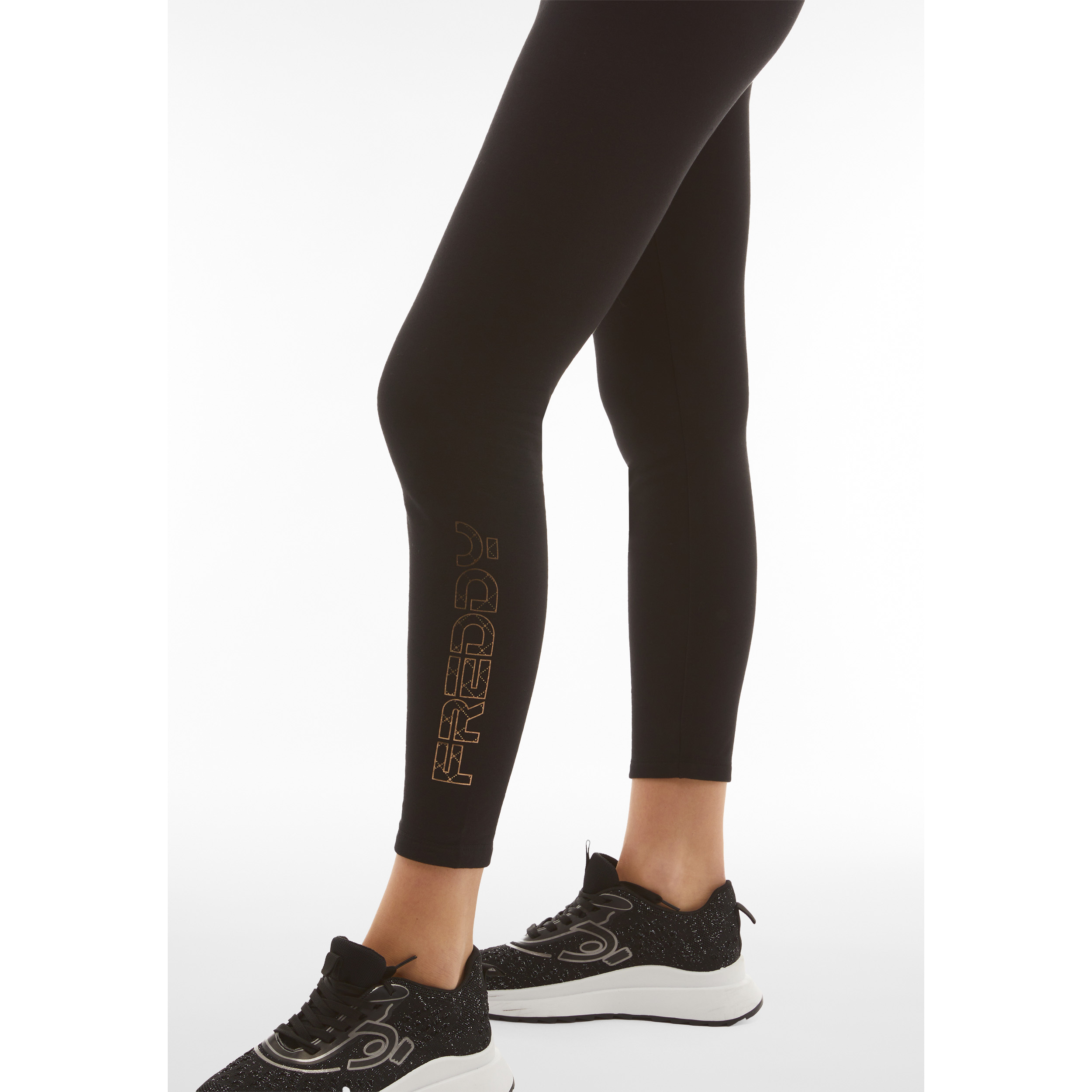 Leggings in felpa con logo sul fondo color bronzo