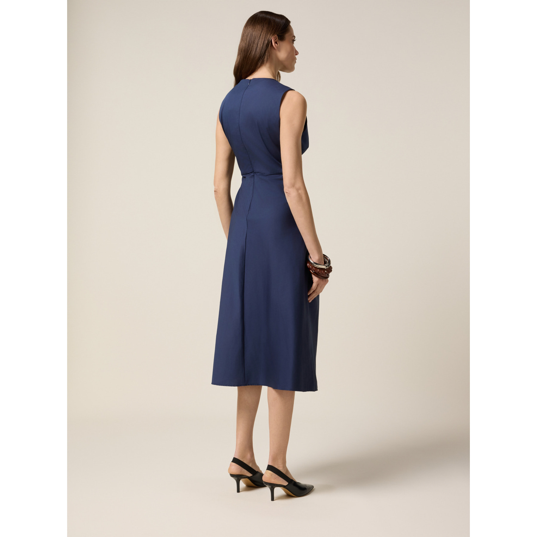 Oltre - Vestito midi con fiocco laterale - Blu